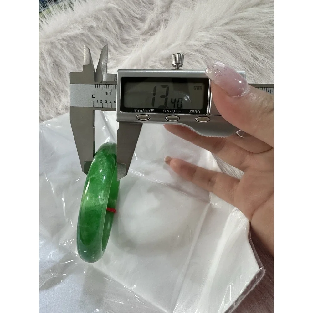 Natural Green Jade Bangle Bracelet 57 mm Inner Diameter | Wide Band Stone L08